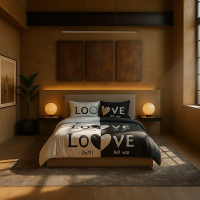 Imagen 2 del producto Juego de cama cama King de 25 plazas diseño Love Black modelo 624