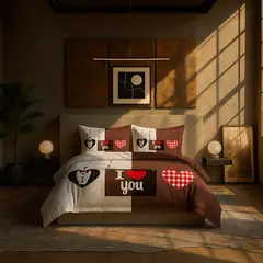 ARMONIA - Juego de sábanas cama King de 25 plazas diseño I Love You modelo 625