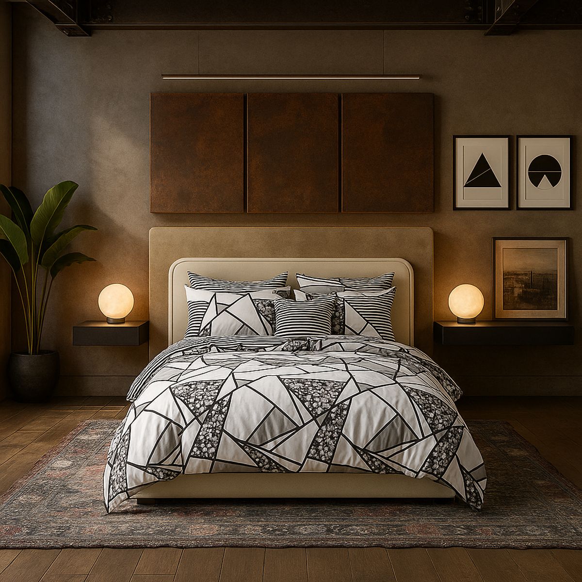 ARMONIA - Juego sabanas cama King de 25 plazas diseño Queen Mosaico modelo 622