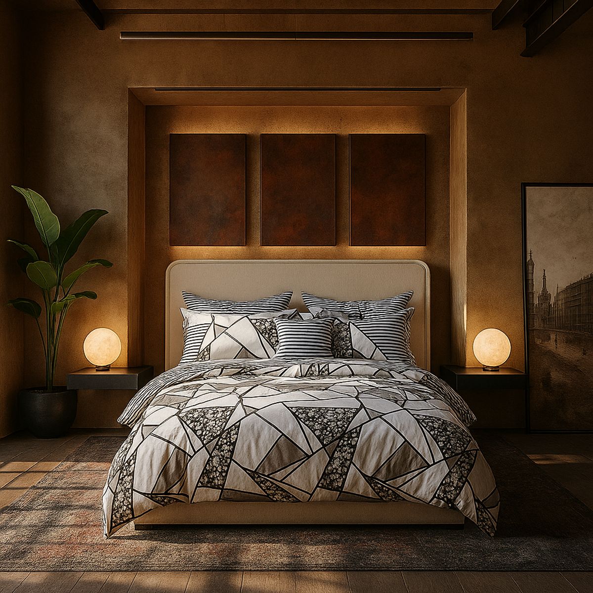 ARMONIA - Juego de cama cama King de 25 plazas diseño Queen Mosaico modelo 622