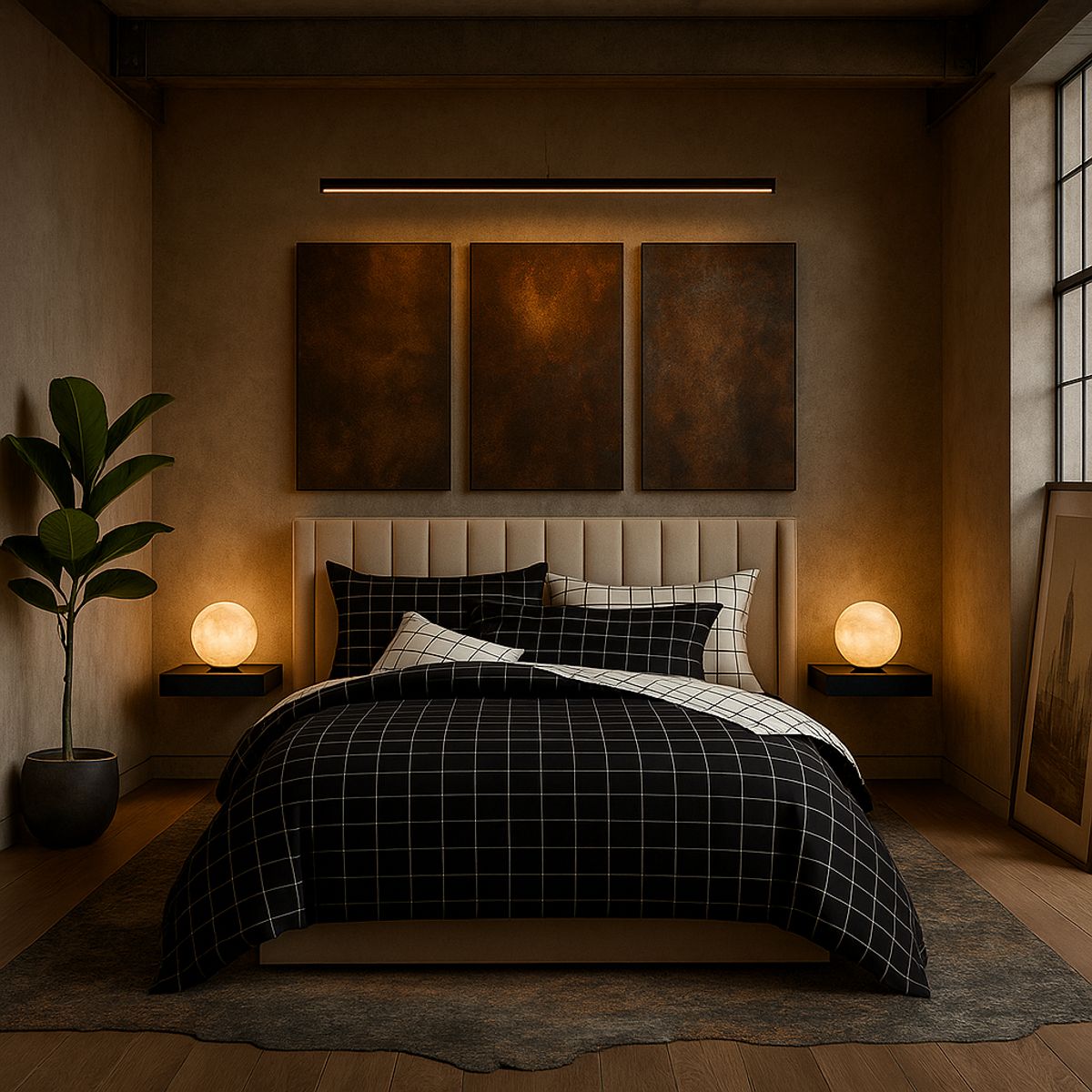 ARMONIA - Set de sábanas cama King de 25 plazas diseño Queen Cuadrícula 623