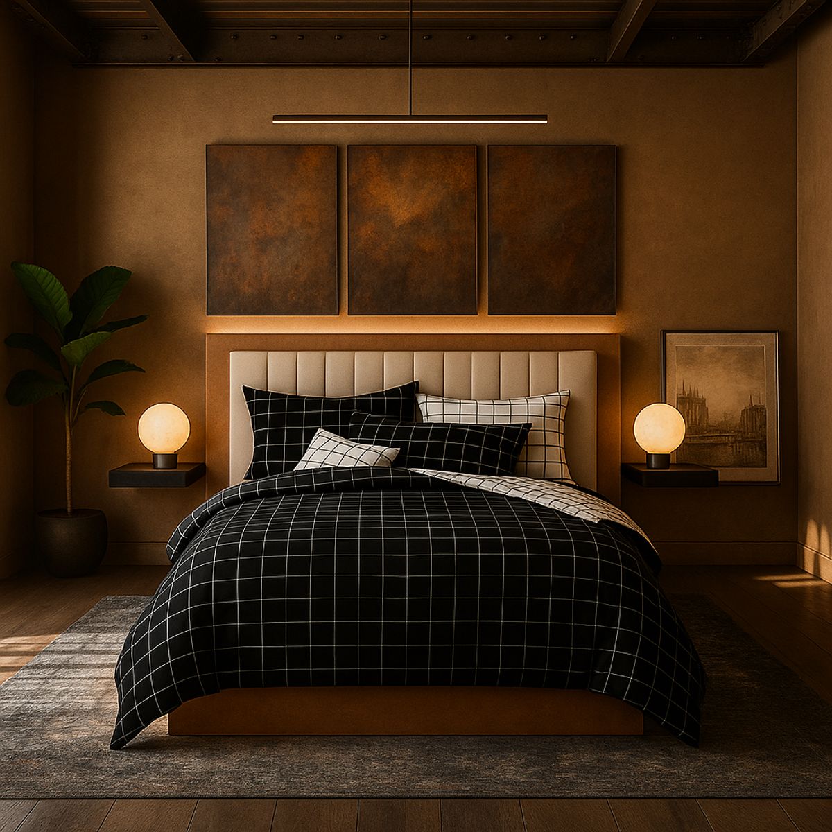 ARMONIA - Set de sábanas cama King de 25 plazas diseño Queen Cuadrícula 623