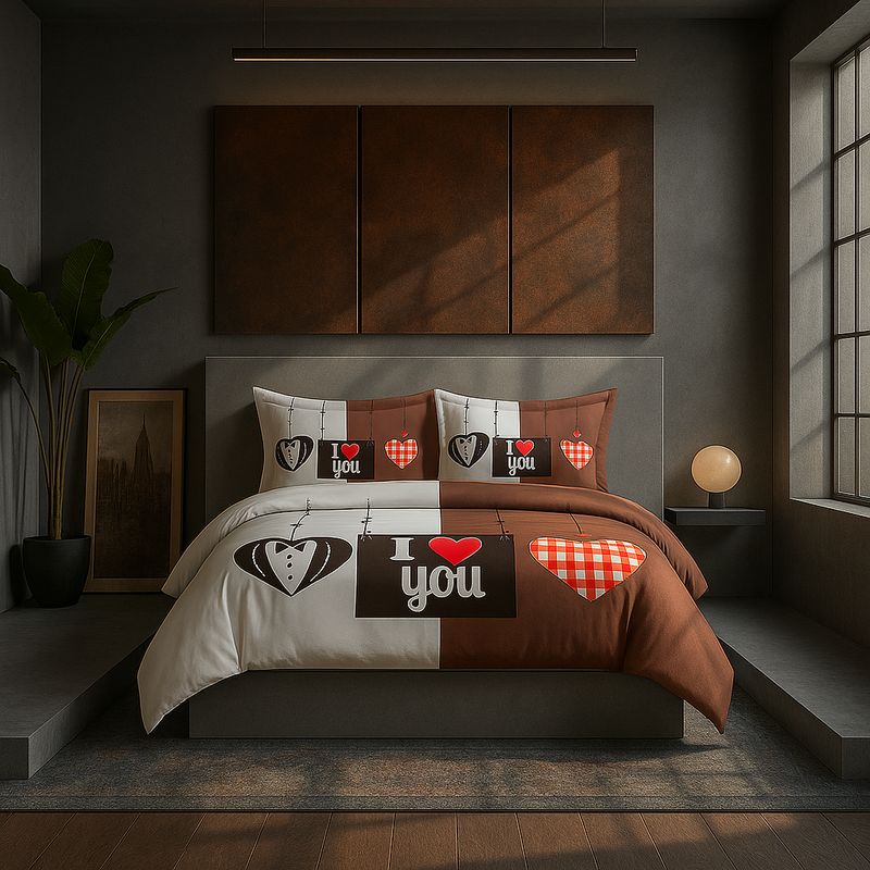 ARMONIA - Juego de sábanas 25 plazas King diseño I Love You modelo 625