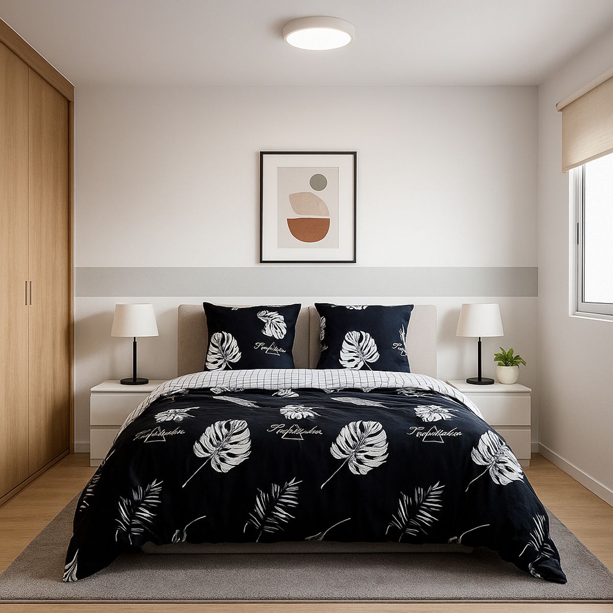 ARMONIA - Juego de sábanas King 25 plazas diseño Queen Hojas modelo 629