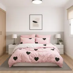 ARMONIA - Juego sabanas King 25 plazas diseño Pink Corazón modelo 636