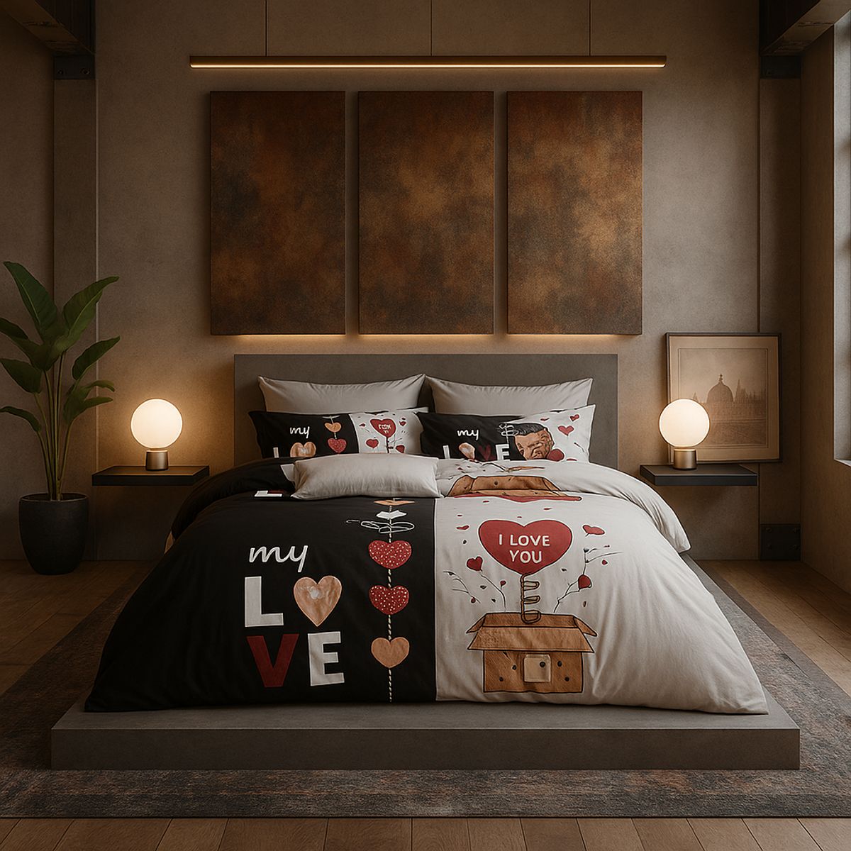 ARMONIA - Juego sabanas 25 plazas King diseño My Love modelo 638