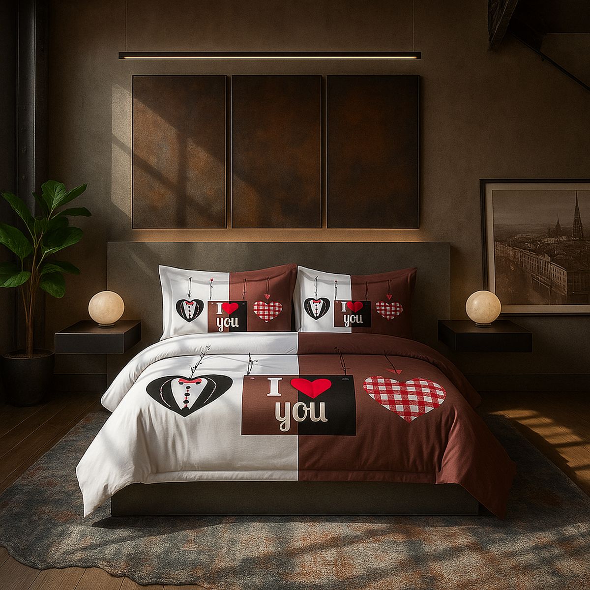 ARMONIA - Ropa de cama Queen 2 plazas diseño I Love You modelo 625