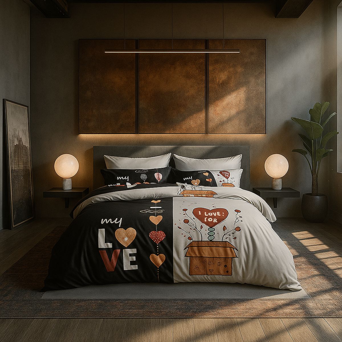 ARMONIA - Juego sabanas 25 plazas King diseño My Love modelo 638