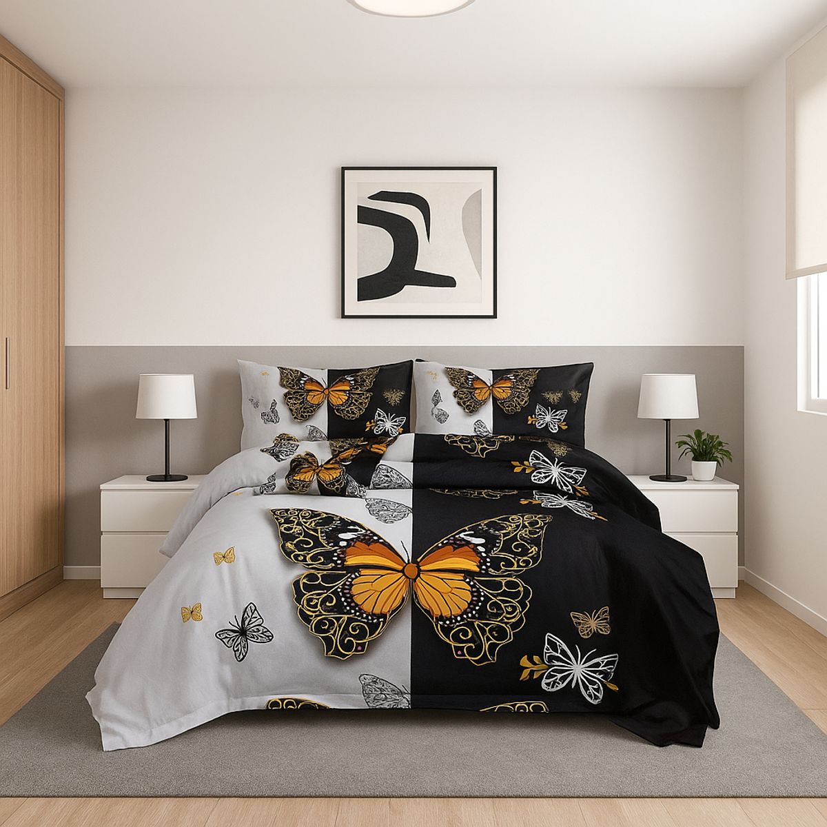 ARMONIA - Juego sabanas King 25 plazas diseño Queen Mariposas modelo 639