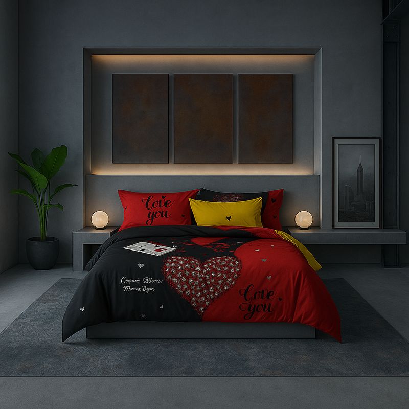 ARMONIA - Juego sabanas 2 plazas Queen diseño Corazón Rojo 2 Plazas modelo 620