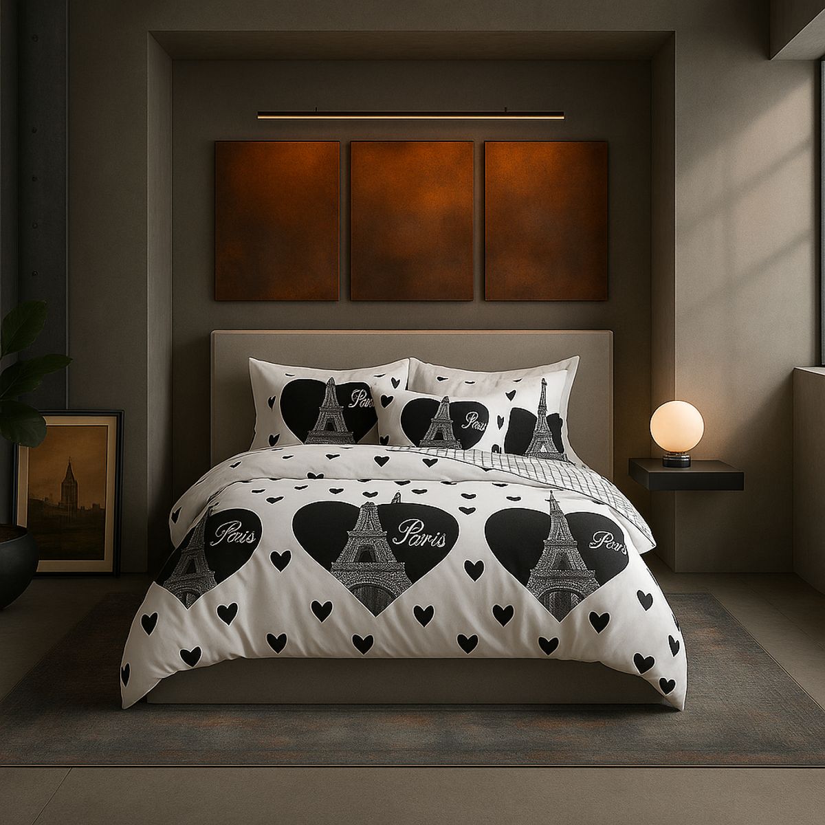 ARMONIA - Juego sabanas cama King de 25 plazas diseño Torre París modelo 633