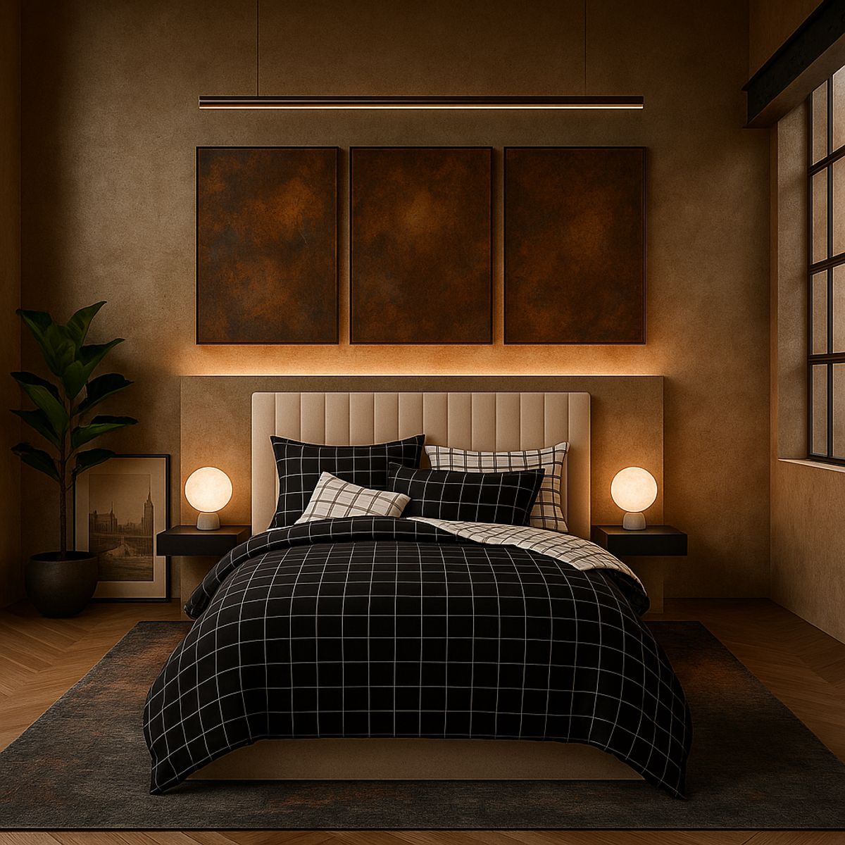 ARMONIA - Ropa de cama King 25 plazas diseño Queen Cuadrícula modelo 623