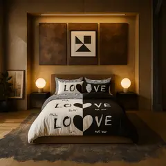 ARMONIA - Set de sábanas 25 plazas King diseño Love Black modelo 624