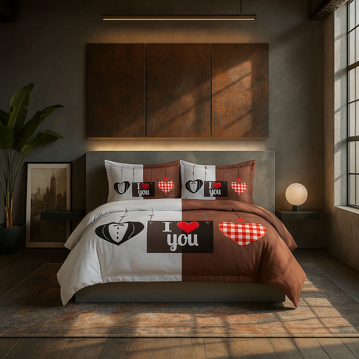 ARMONIA - Juego sabanas 2 plazas Queen diseño I Love You modelo 625