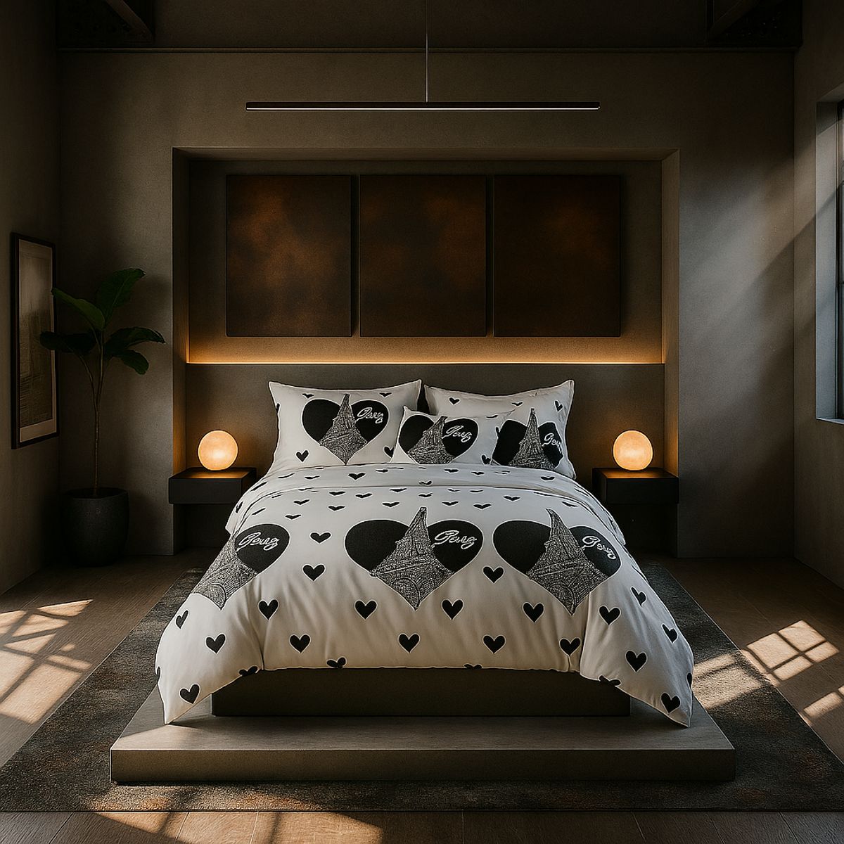 ARMONIA - Set de sábanas 2 plazas Queen diseño Torre Paris modelo 633