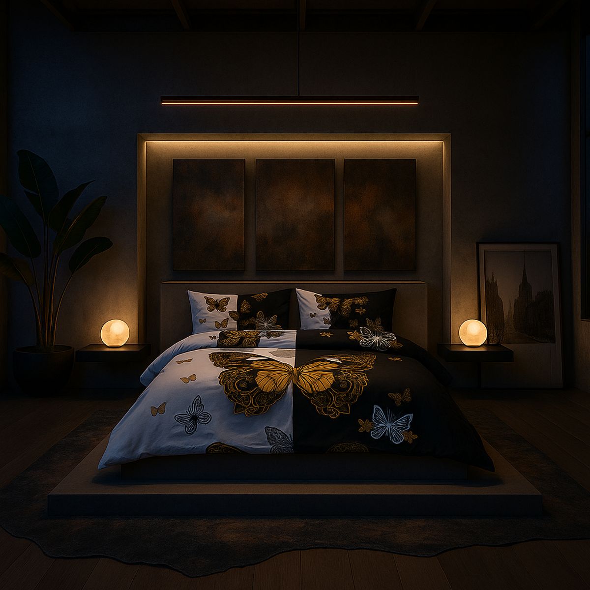 ARMONIA - Juego de cama 25 plazas King diseño Queen Mariposas modelo 639