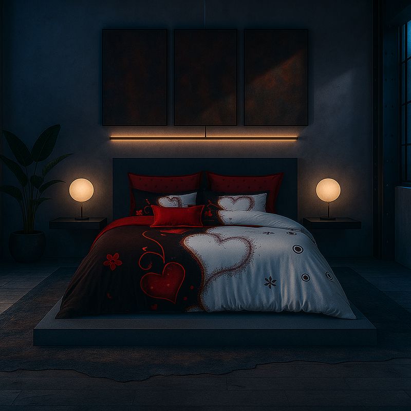 ARMONIA - Juego sabanas 2 plazas Queen diseño Corazones modelo 635