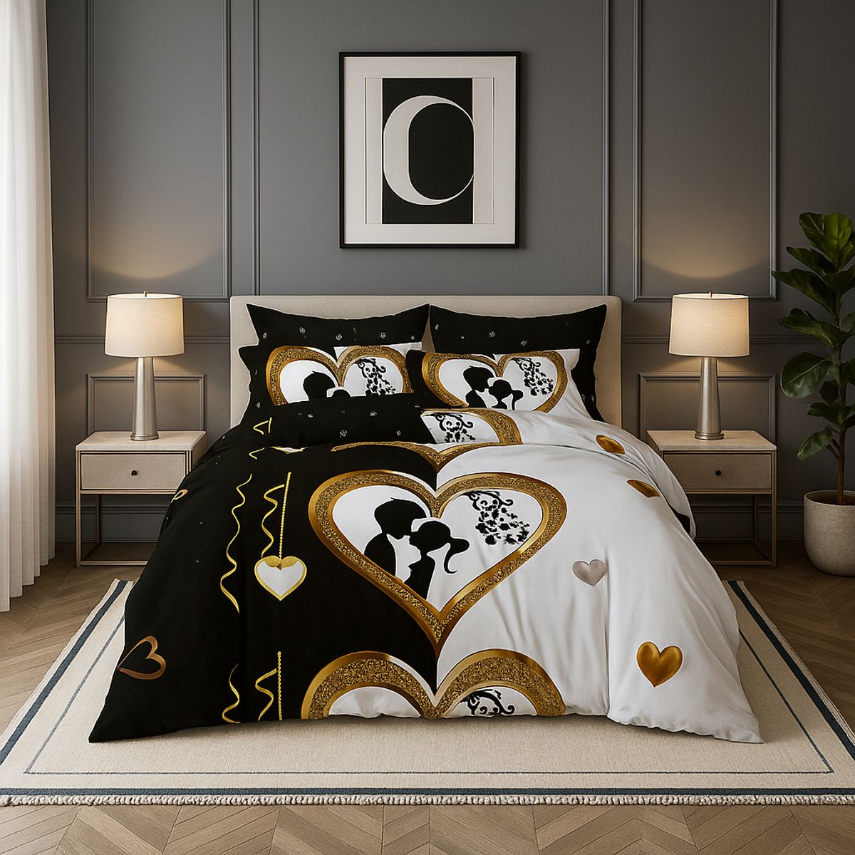 ARMONIA - Ropa de cama King 25 plazas diseño Queen Celebración modelo 621