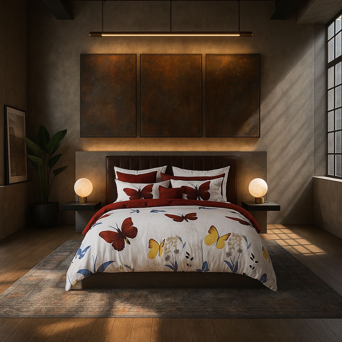 ARMONIA - Juego de cama cama King de 25 plazas diseño Mariposas Colores 644