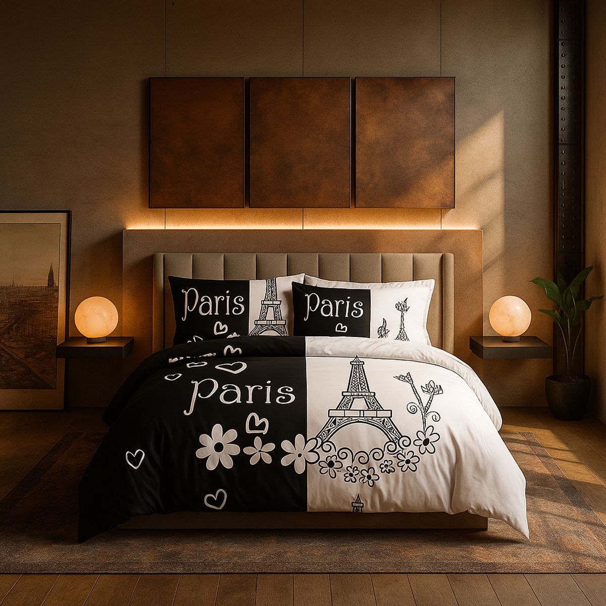 ARMONIA - Juego de sábanas 25 plazas King diseño Queen Eifel modelo 645