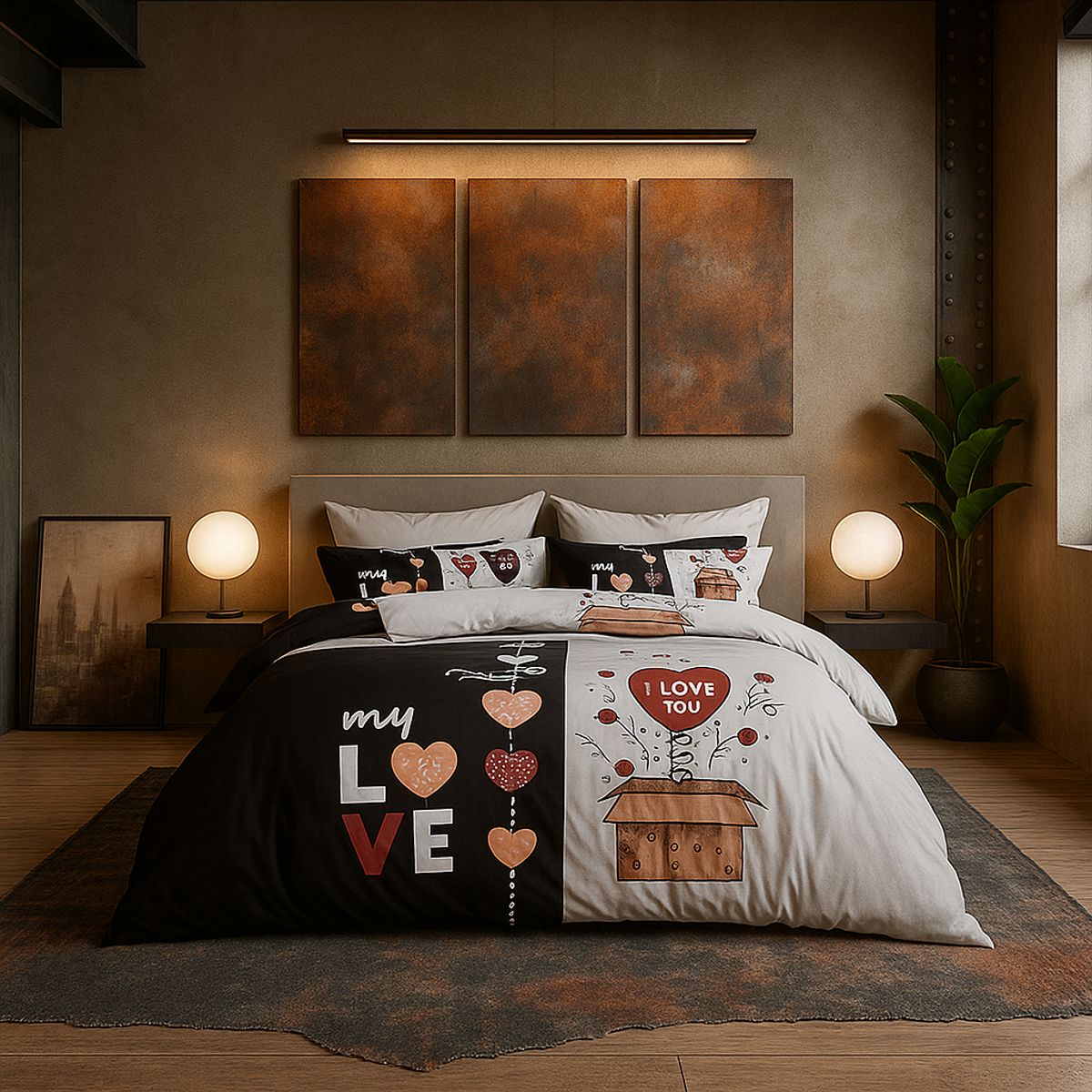 ARMONIA - Juego de cama 2 plazas Queen diseño My Love modelo 638