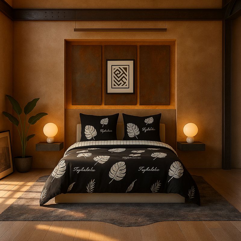 ARMONIA - Ropa de cama 2 plazas Queen diseño Hojas modelo 629