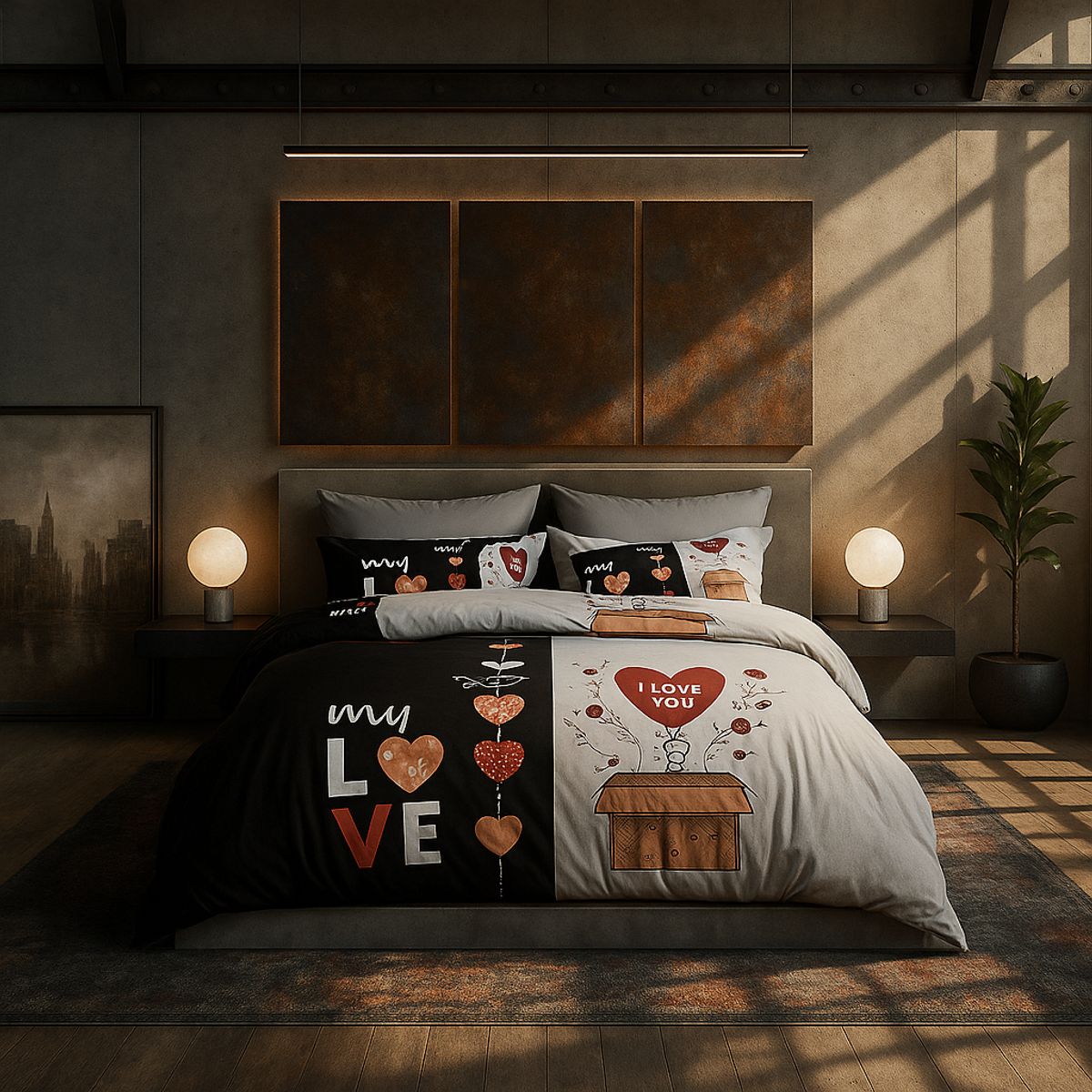 ARMONIA - Ropa de cama cama Queen de 2 plazas diseño My Love modelo 638