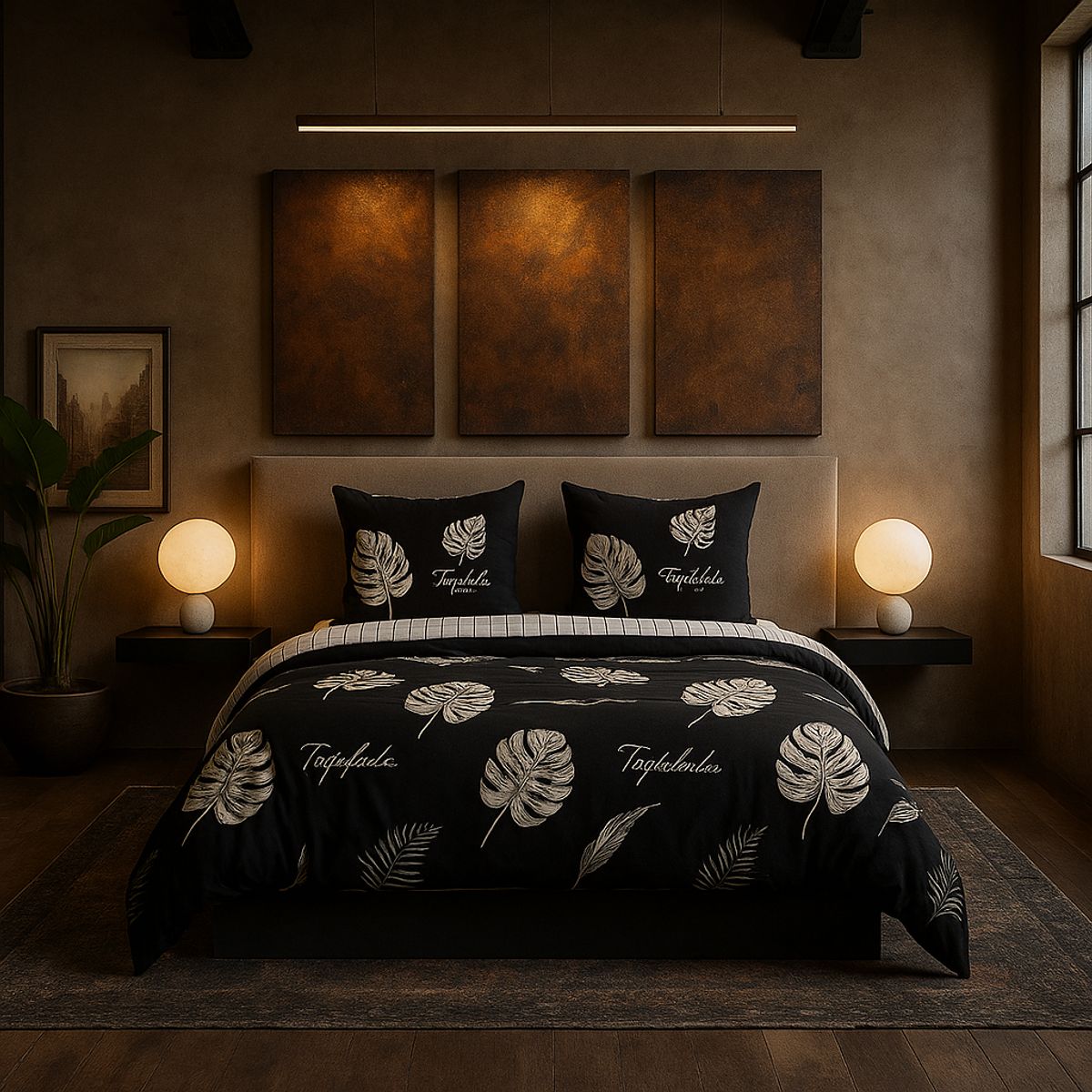 ARMONIA - Juego sabanas 2 plazas Queen diseño Hojas modelo 629