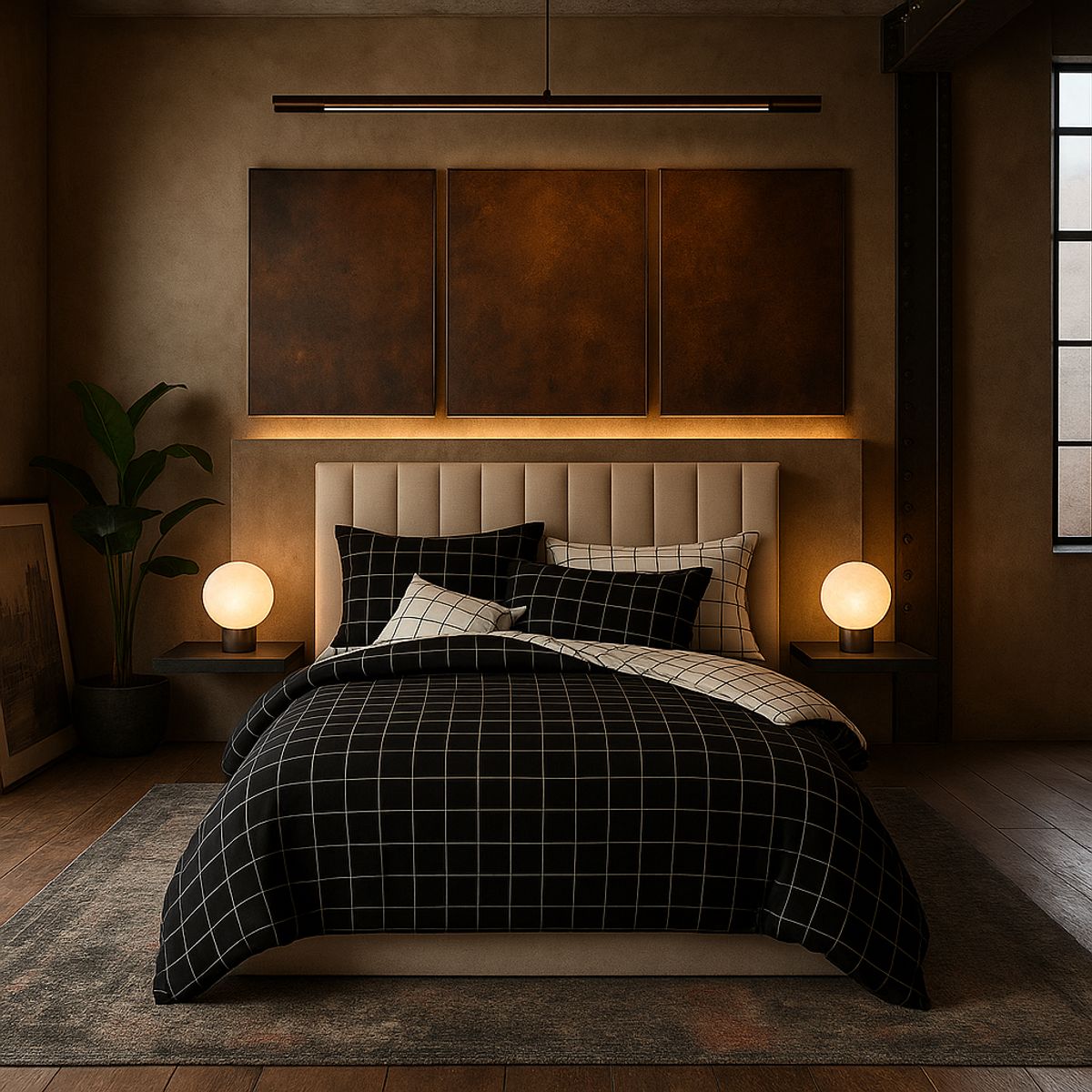 ARMONIA - Juego sabanas 25 plazas King diseño Queen Cuadrícula modelo 623