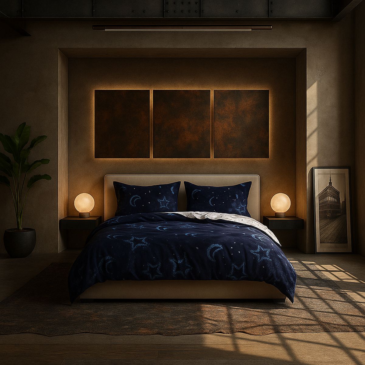 ARMONIA - Juego sabanas 25 plazas King diseño Luna y Estrellas modelo 634