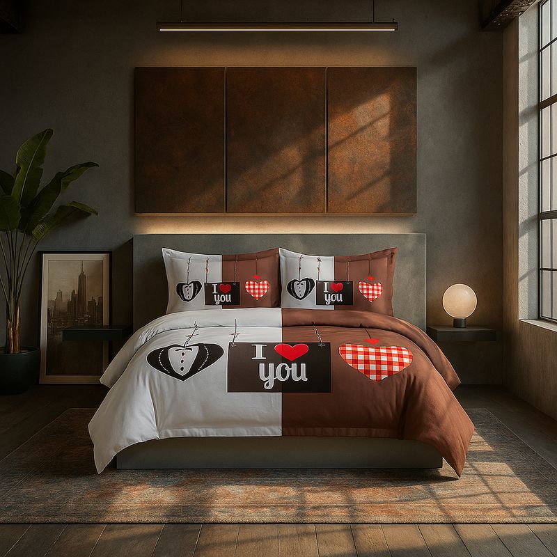 ARMONIA - Juego sabanas 2 plazas Queen diseño I Love You modelo 625