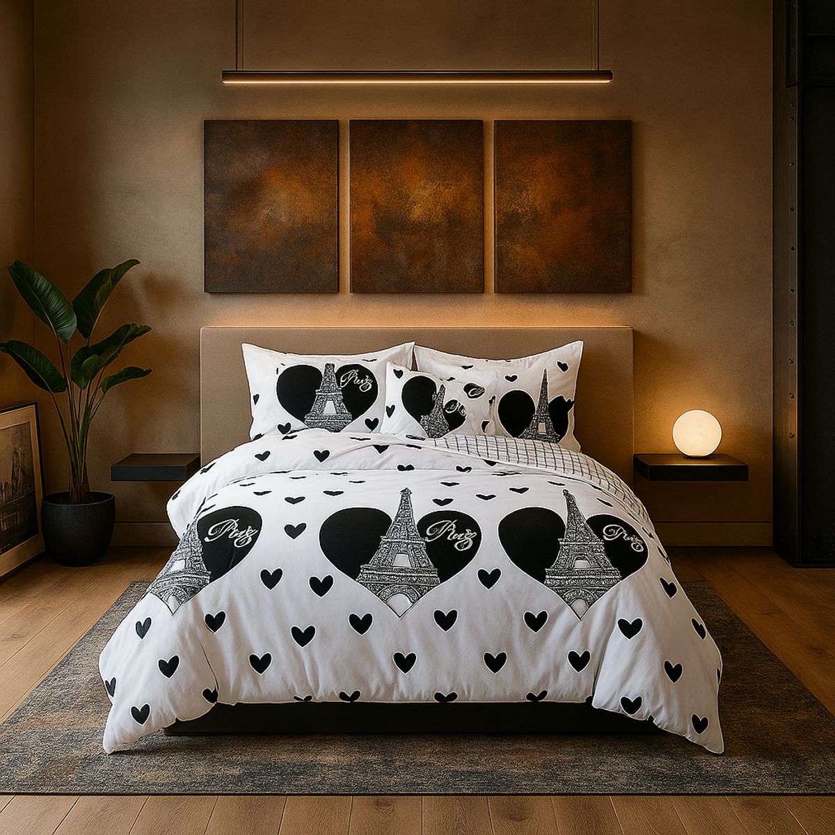 ARMONIA - Juego sabanas 2 plazas Queen diseño Torre Paris modelo 633