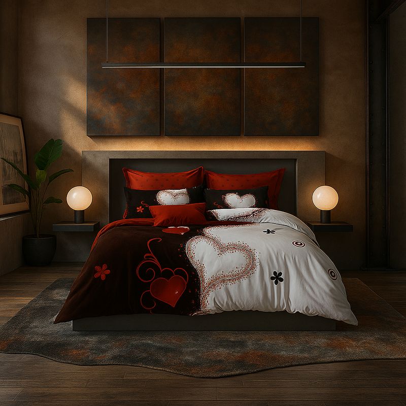 ARMONIA - Ropa de cama cama King de 25 plazas diseño Queen Corazones modelo 635