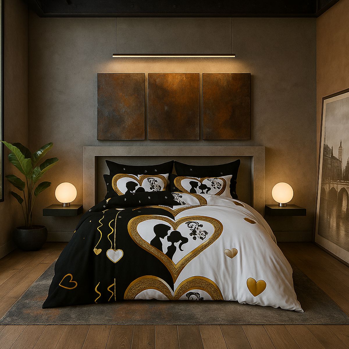 ARMONIA - Juego sabanas 25 plazas King diseño Queen Celebración modelo 621