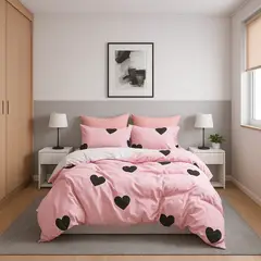 ARMONIA - Juego de sábanas King 25 plazas diseño Pink Corazón modelo 636