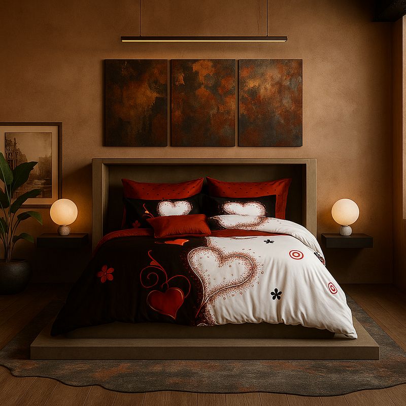 ARMONIA - Ropa de cama 2 plazas Queen diseño Corazones modelo 635
