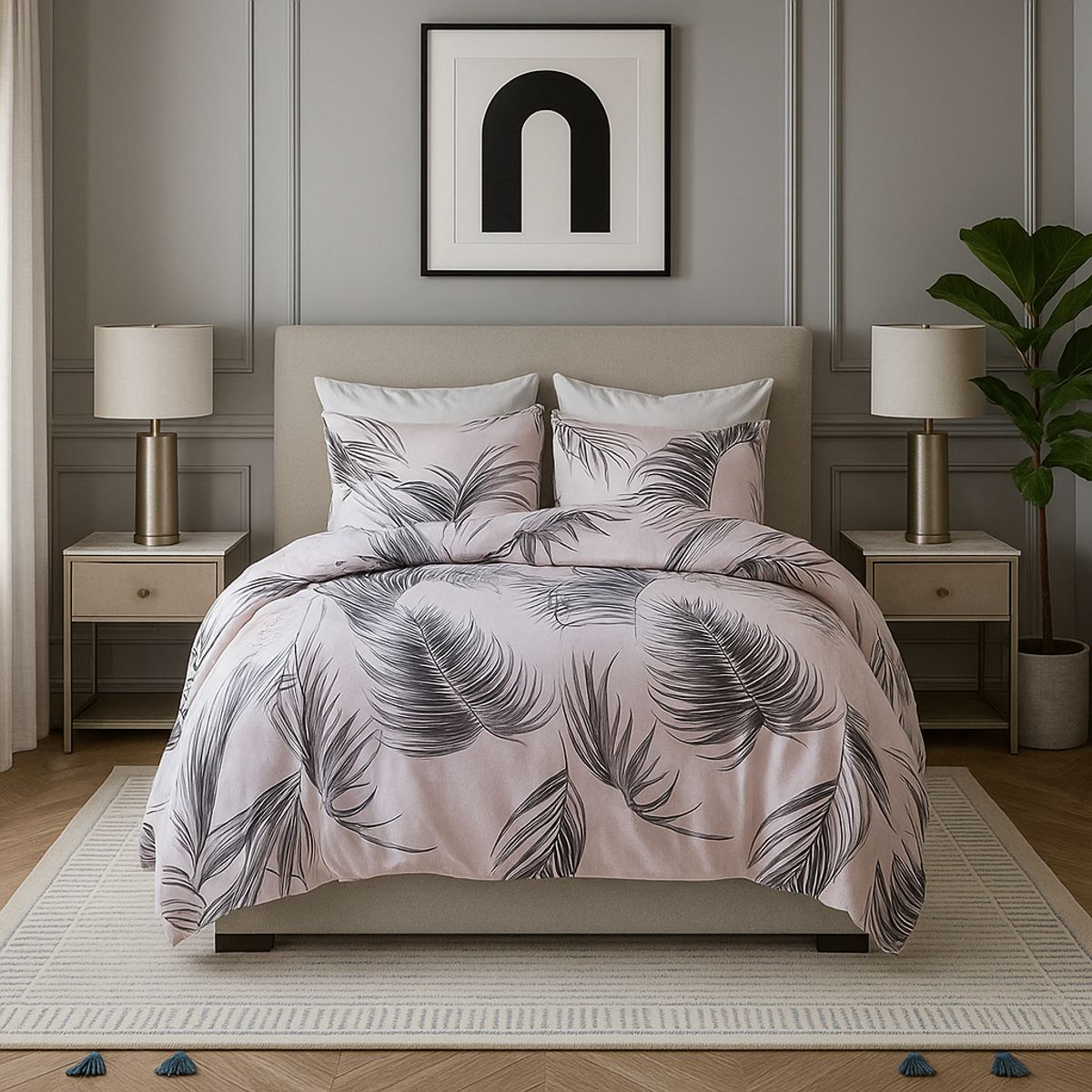 ARMONIA - Juego de cama Queen 2 plazas diseño Tropical modelo 640