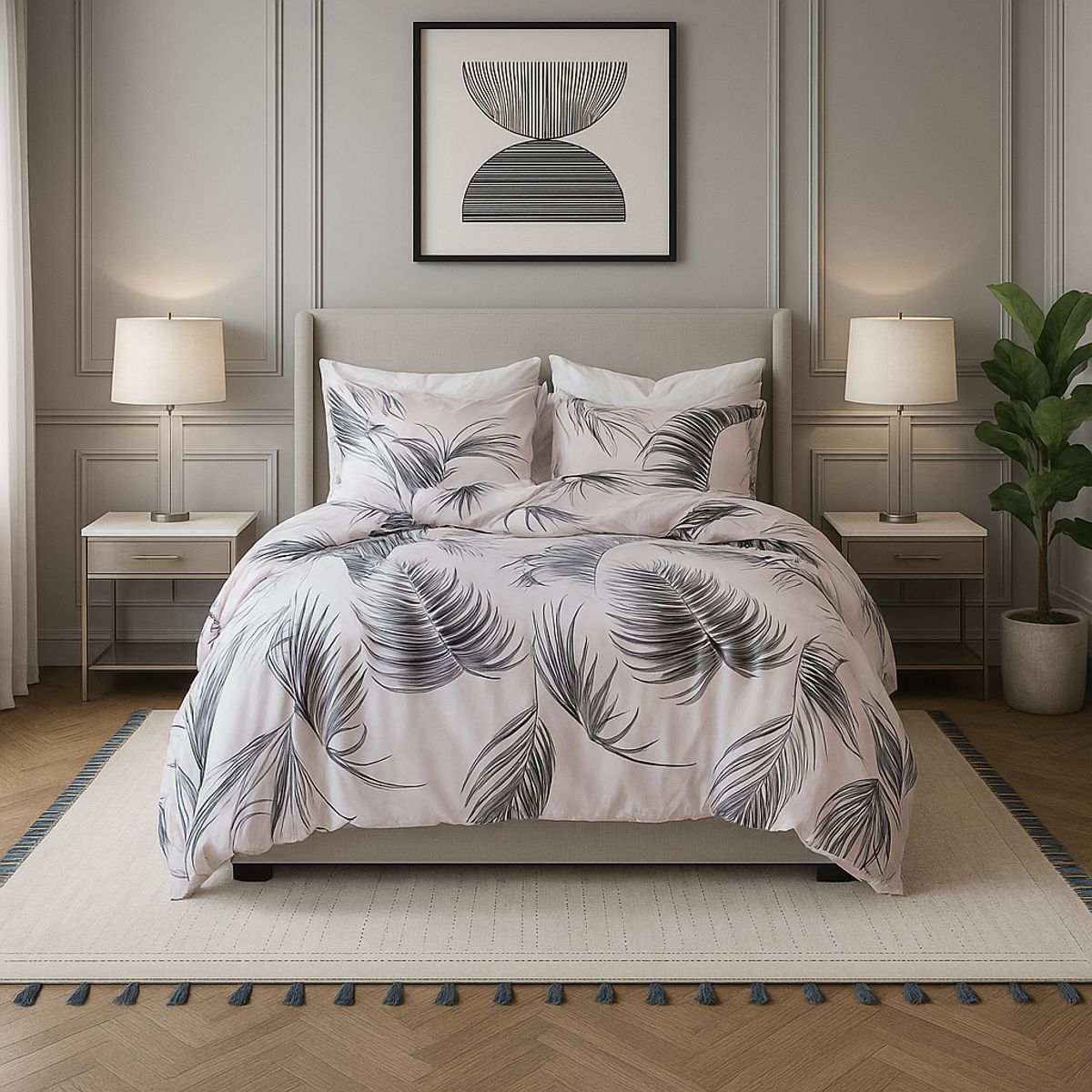 ARMONIA - Juego de cama Queen 2 plazas diseño Tropical modelo 640