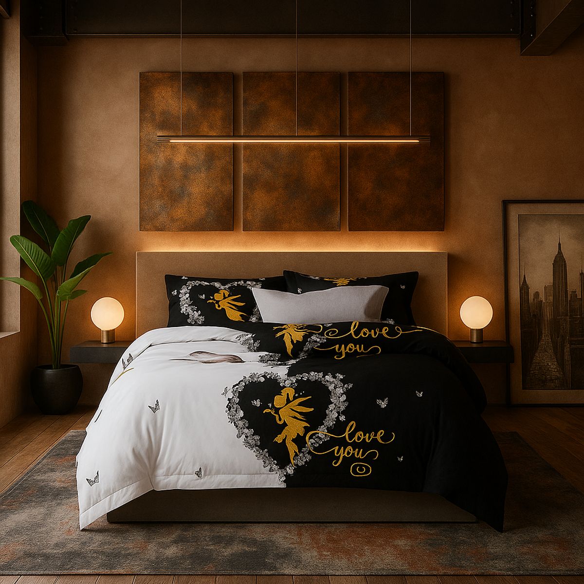 ARMONIA - Ropa de cama 25 plazas King diseño Love You modelo 641