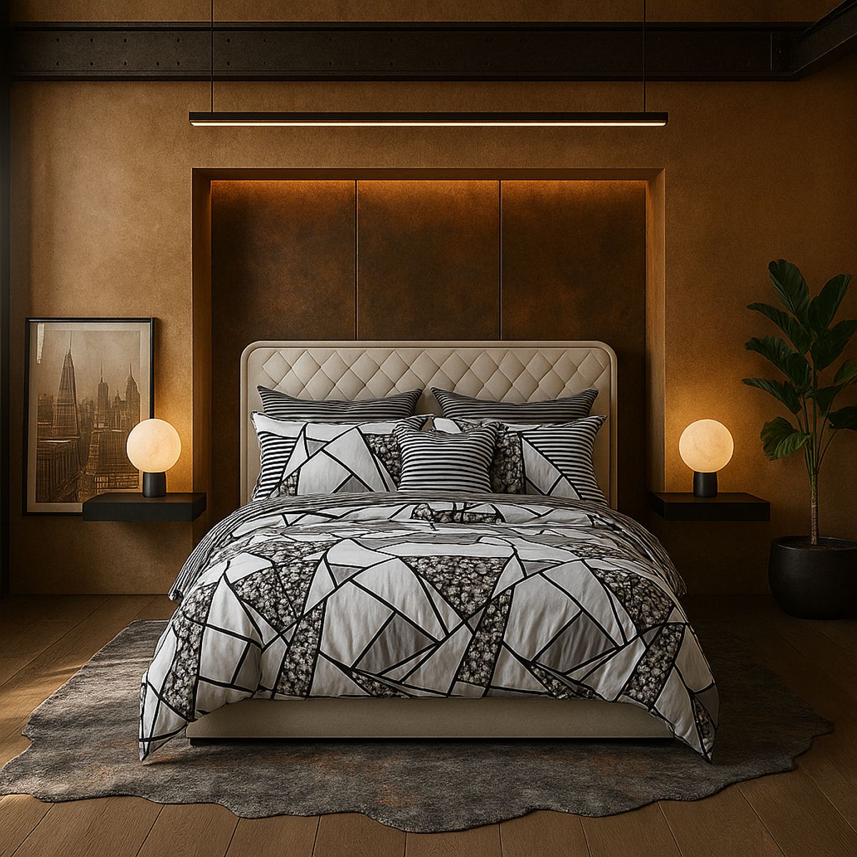 ARMONIA - Juego sabanas cama King de 25 plazas diseño Queen Mosaico modelo 622