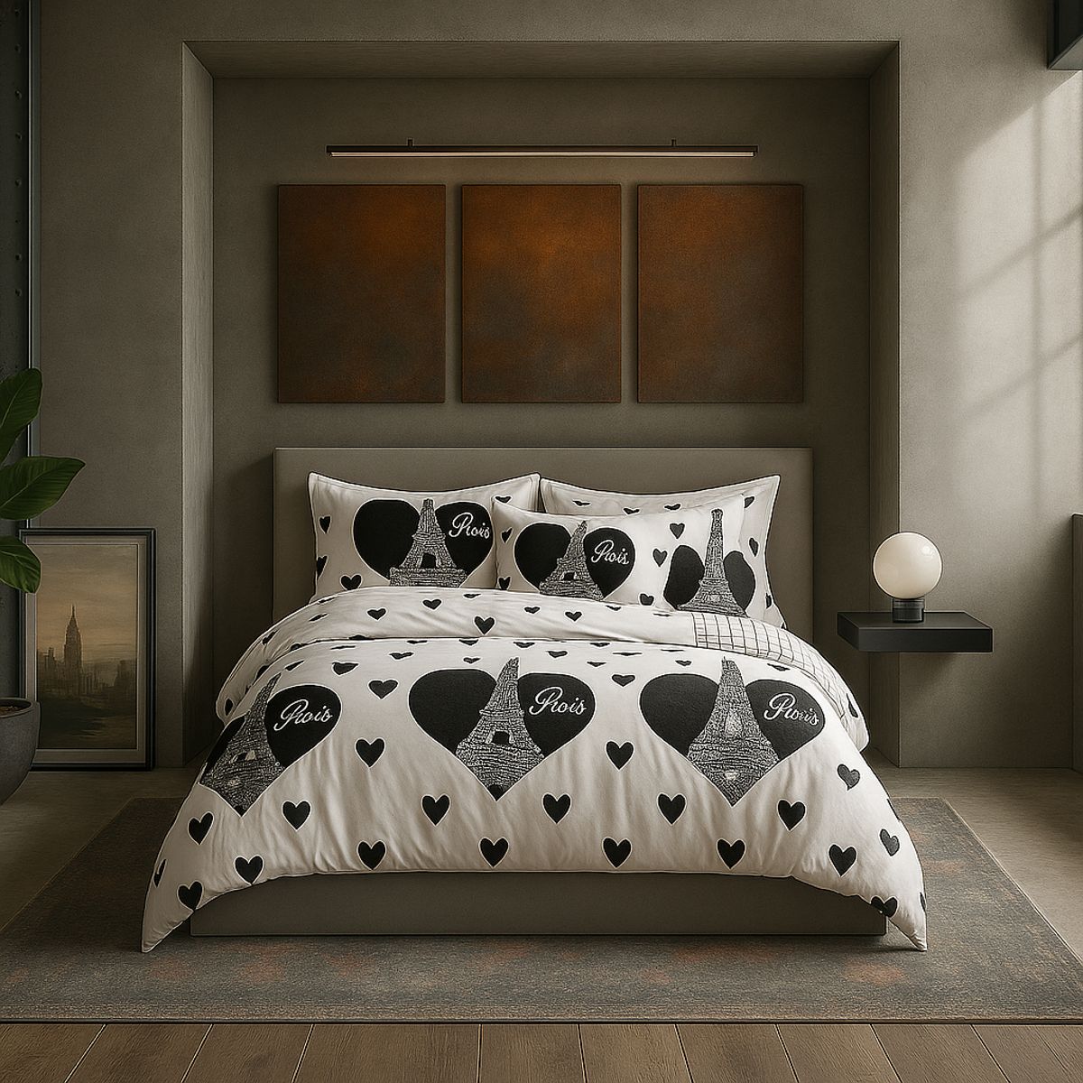 ARMONIA - Ropa de cama Queen 2 plazas diseño Torre Paris modelo 633