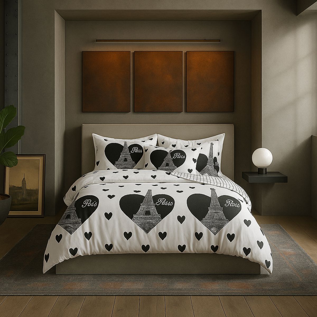 ARMONIA - Juego de cama cama Queen de 2 plazas diseño Torre Paris modelo 633