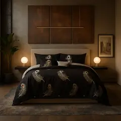 ARMONIA - Ropa de cama 25 plazas King diseño Plumas Black modelo 630