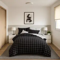 ARMONIA - Set de sábanas King 25 plazas diseño Queen Cuadrícula modelo 623