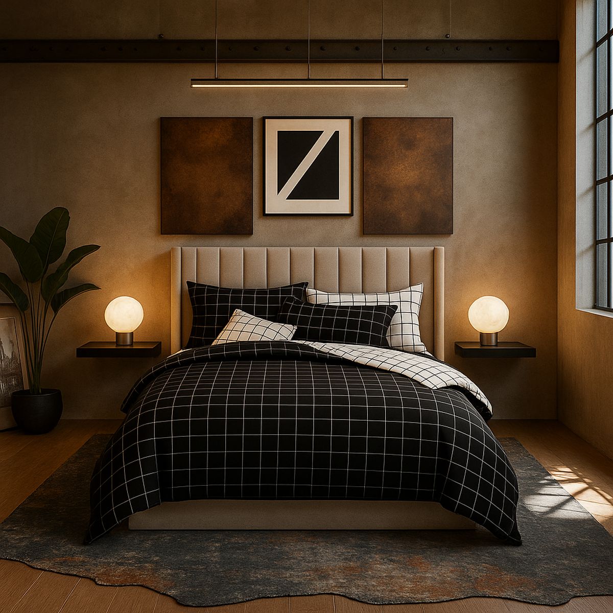 ARMONIA - Ropa de cama King 25 plazas diseño Queen Cuadrícula modelo 623