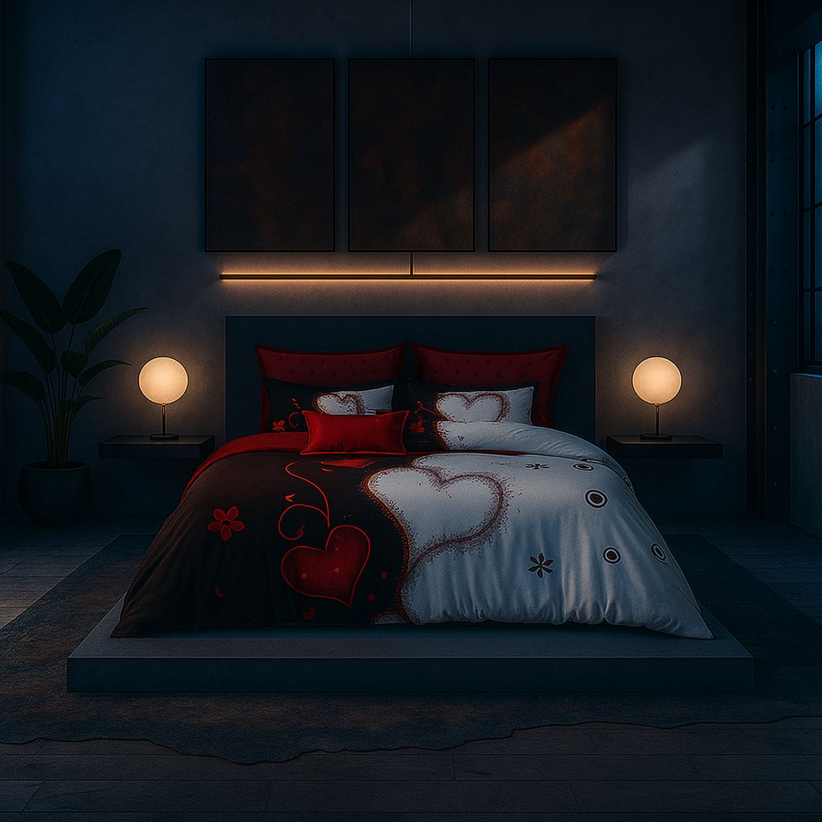 ARMONIA - Juego sabanas 2 plazas Queen diseño Corazones modelo 635