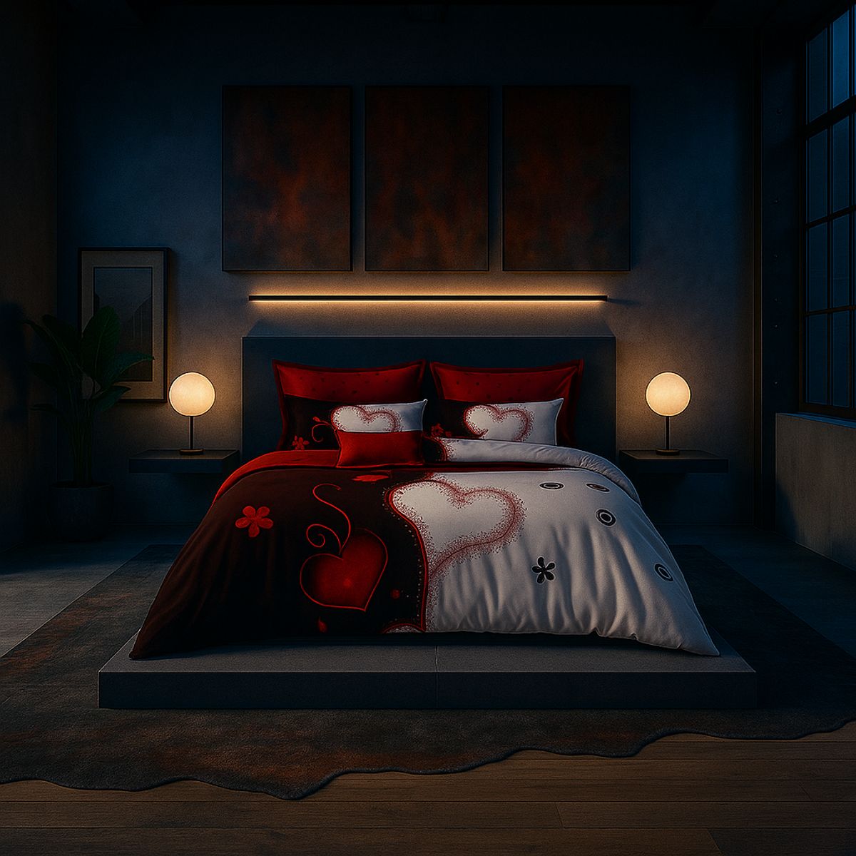 ARMONIA - Juego sabanas 2 plazas Queen diseño Corazones modelo 635