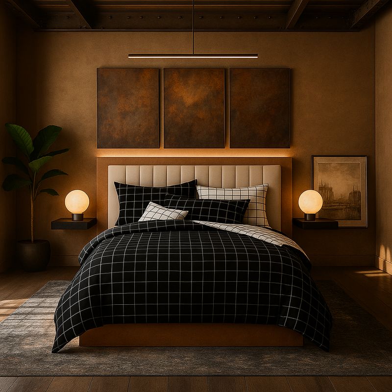 ARMONIA - Juego de cama cama King de 25 plazas diseño Queen Cuadrícula 623