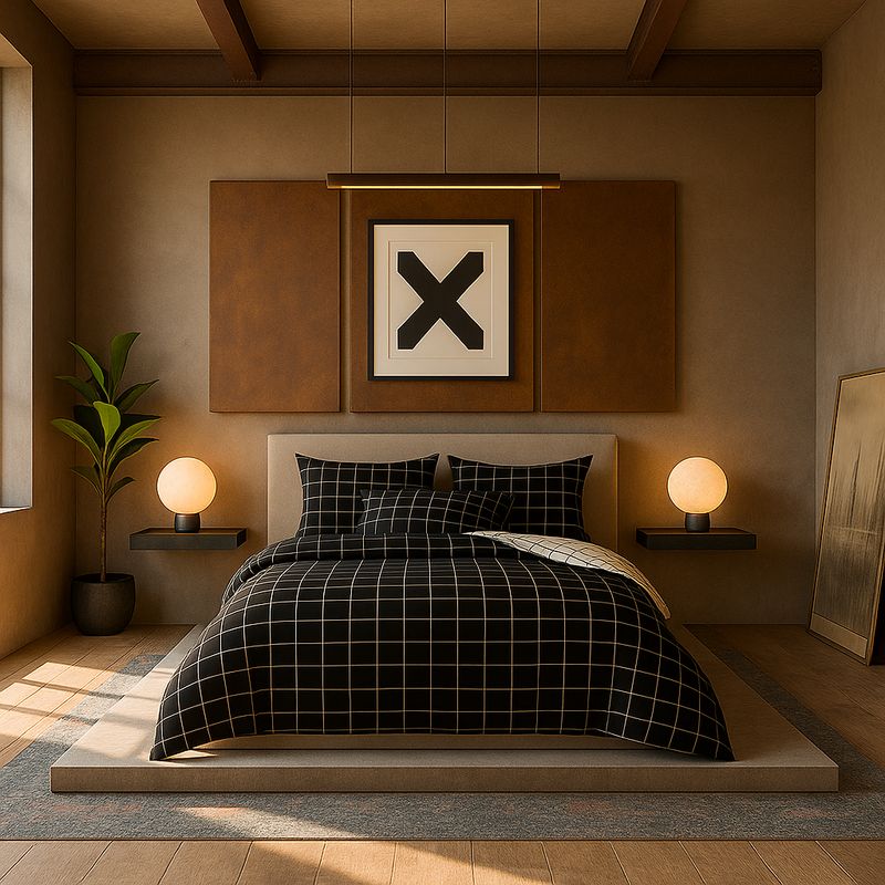 ARMONIA - Ropa de cama 25 plazas King diseño Queen Cuadrícula modelo 623