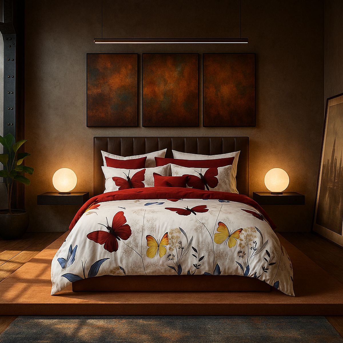 ARMONIA - Ropa de cama cama King de 25 plazas diseño Mariposas Colores 644